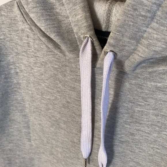 Atmosphere gray long sleeve hoodie sweatshirt with bottom side zippers, Size 10 - Picture 8 of 8